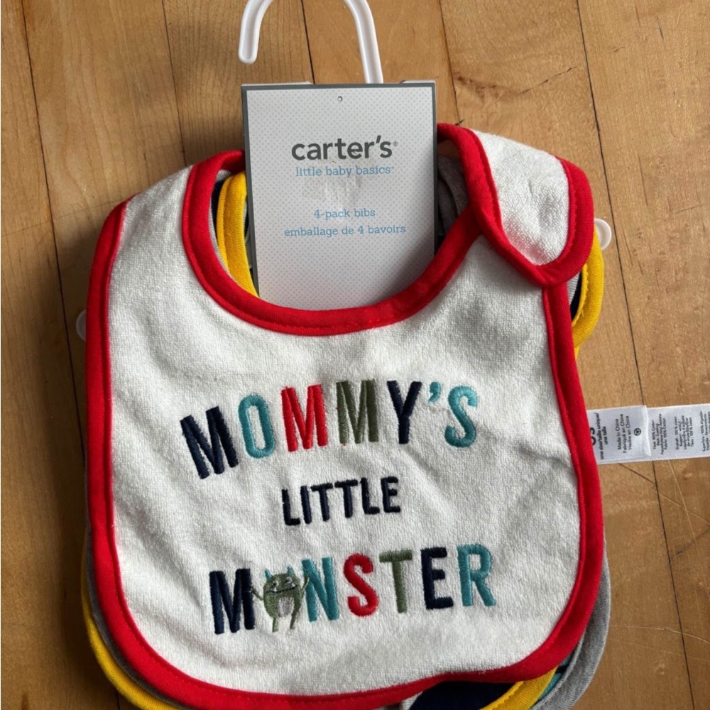 Carter's Navy and Yellow Baby Bib Set